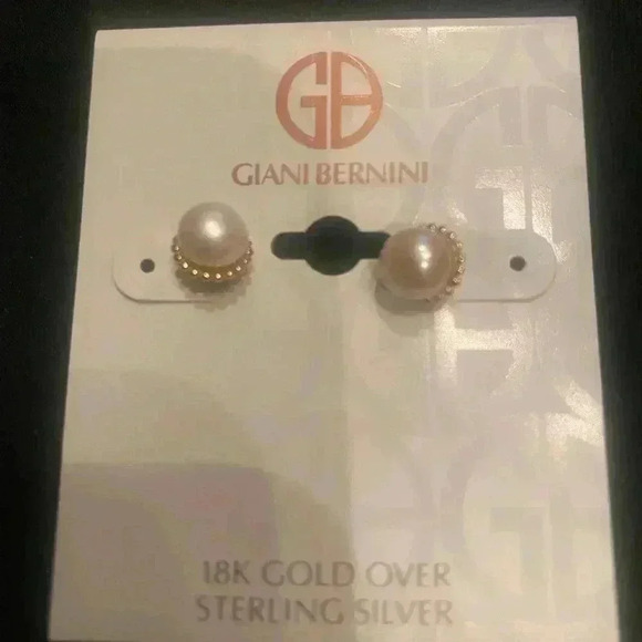Giani Bernini Freshwater Pearl Stud Earrings 18k Gold-Plated Sterling Silver - Picture 2 of 4